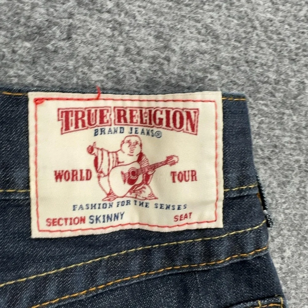 True Religion Section Skinny Flap SN Jeans Mens 34x34 Blue Rinse Denim Pants